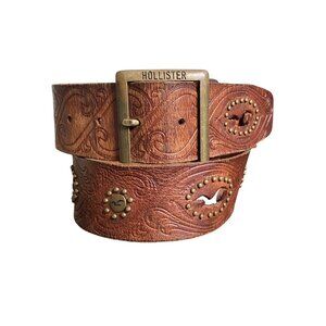 Vintage Hollister Cut Out Studded Leather Belt - Size Small